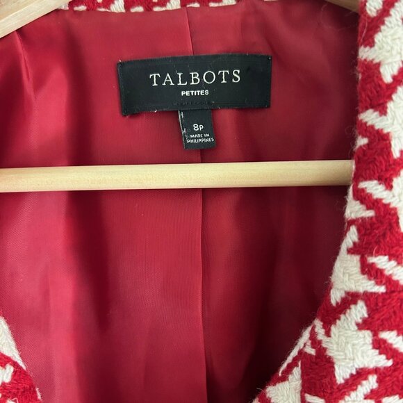 Talbot Herringbone Houndstooth Suite Moto Jacket Mini Skirt Red White Mixed Size - Picture 5 of 12